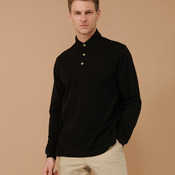 Long sleeve cotton polo shirt